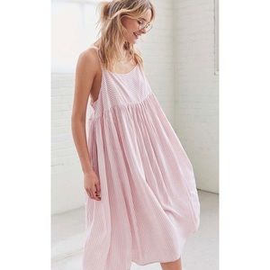UO Pink/White Candy Stripe Midi Sundress